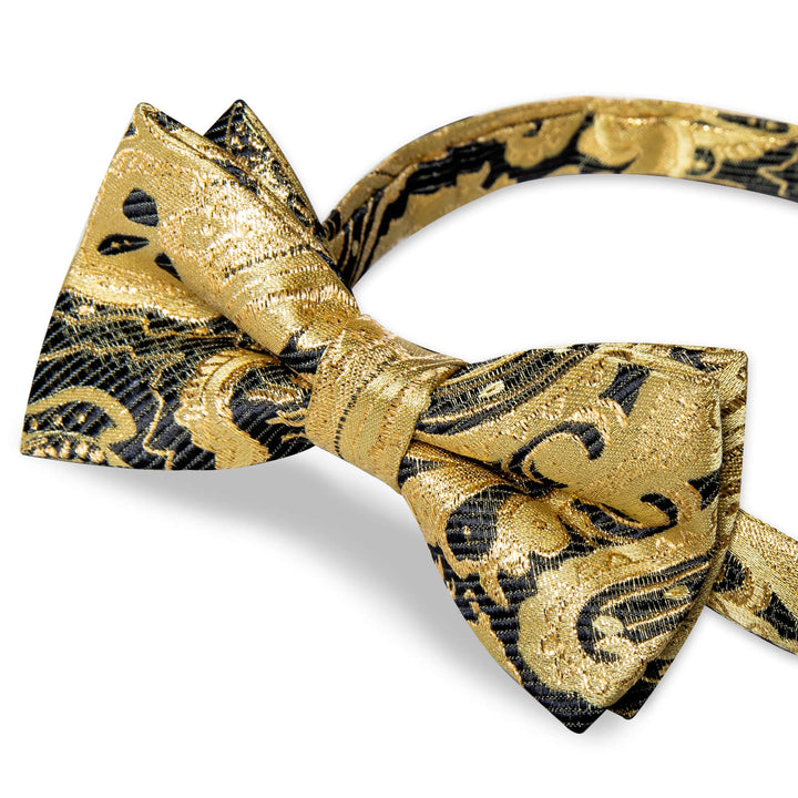 Black Gold Floral Bow Tie