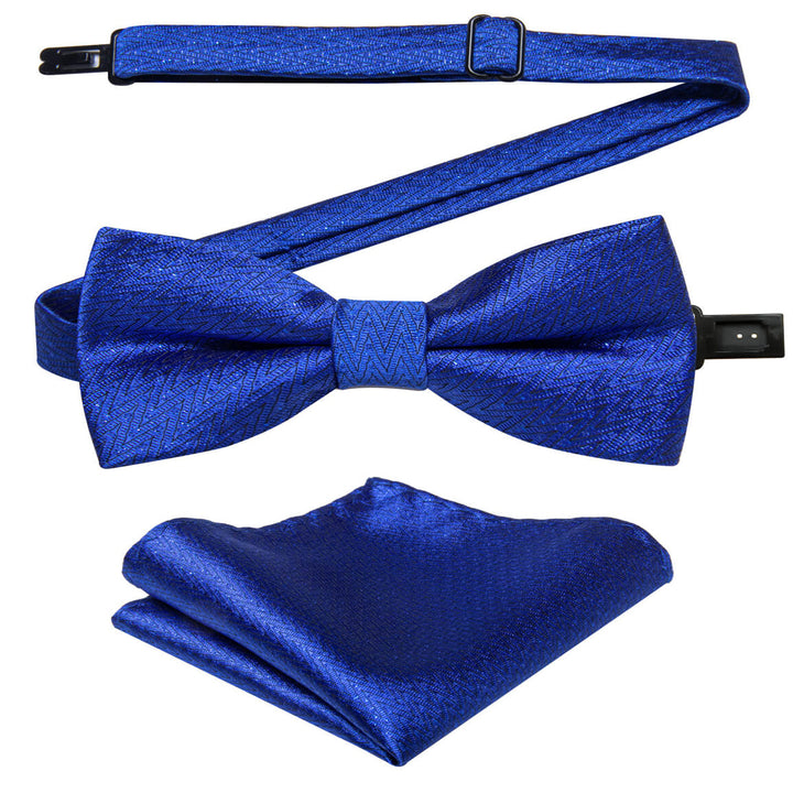 Cobalt Blue Striped Bow Tie