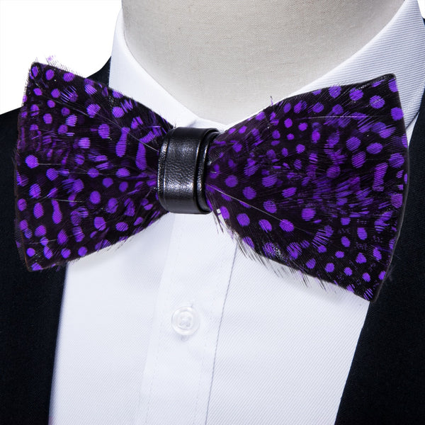 Ties2you Purple Black Novelty Mens Pre-tied Bowtie Feather Bow Tie