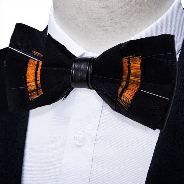 Ties2you Black Brown Novelty Pattern Mens Pre-tied Bowtie Feather Bow Ties