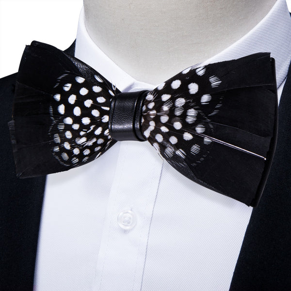 Ties2you Black White Novelty Pattern Mens Pre-tied Bowtie Feather Bow Ties