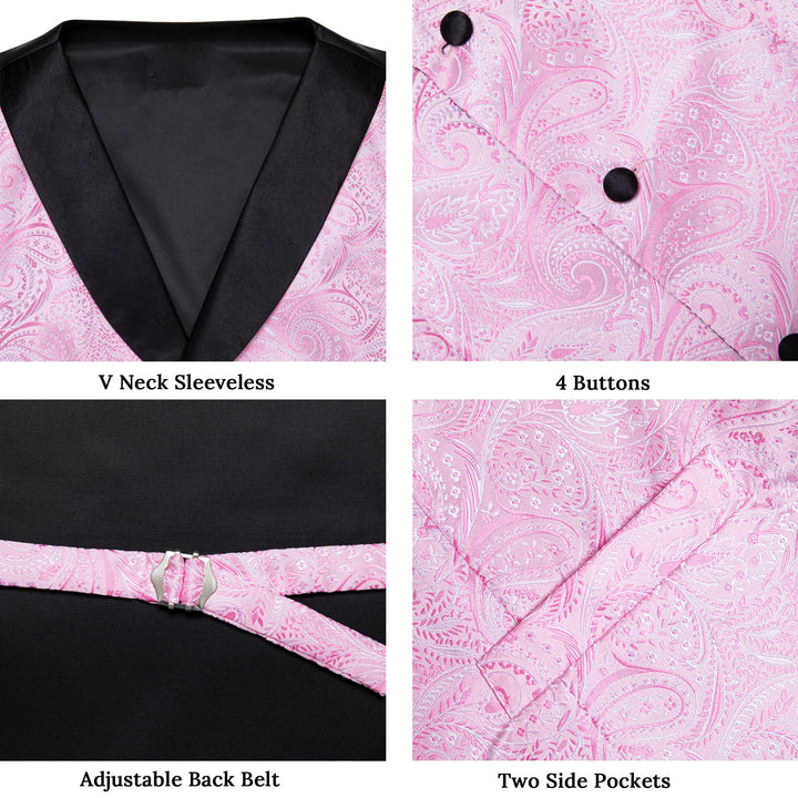 Pink Paisley Black Collar Vest 