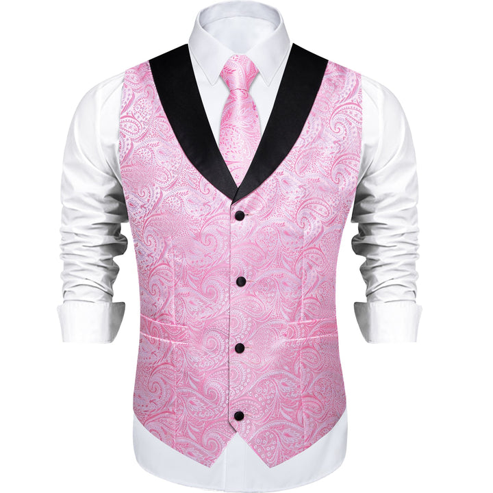 Pink Paisley Black Collar Vest 