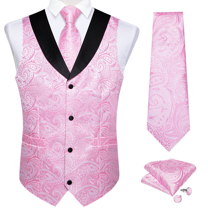 Pink Paisley Black Collar Vest 