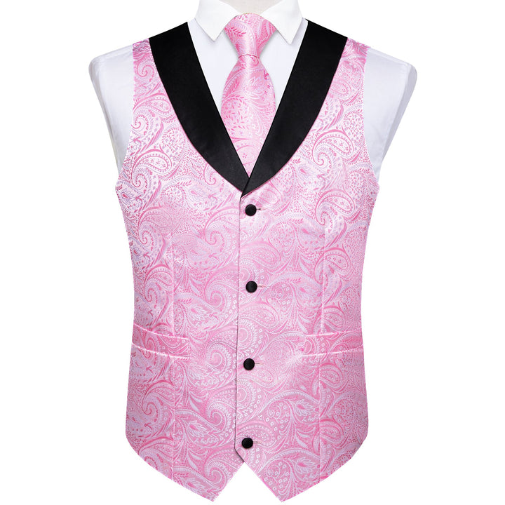 Pink Paisley Black Collar Vest 