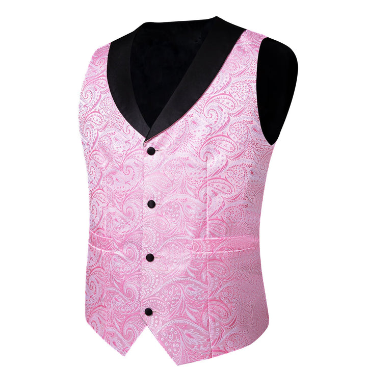 Pink Paisley Black Collar Vest 