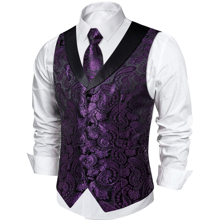 black suit purple vest