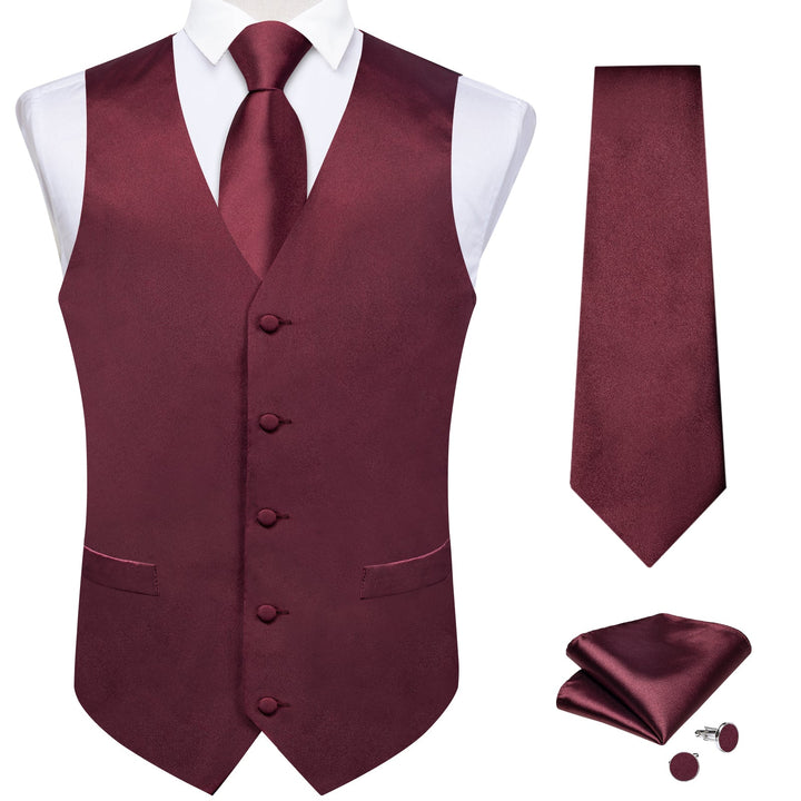 burgundy vest and tie