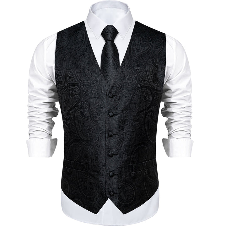 silk black men's dress vest