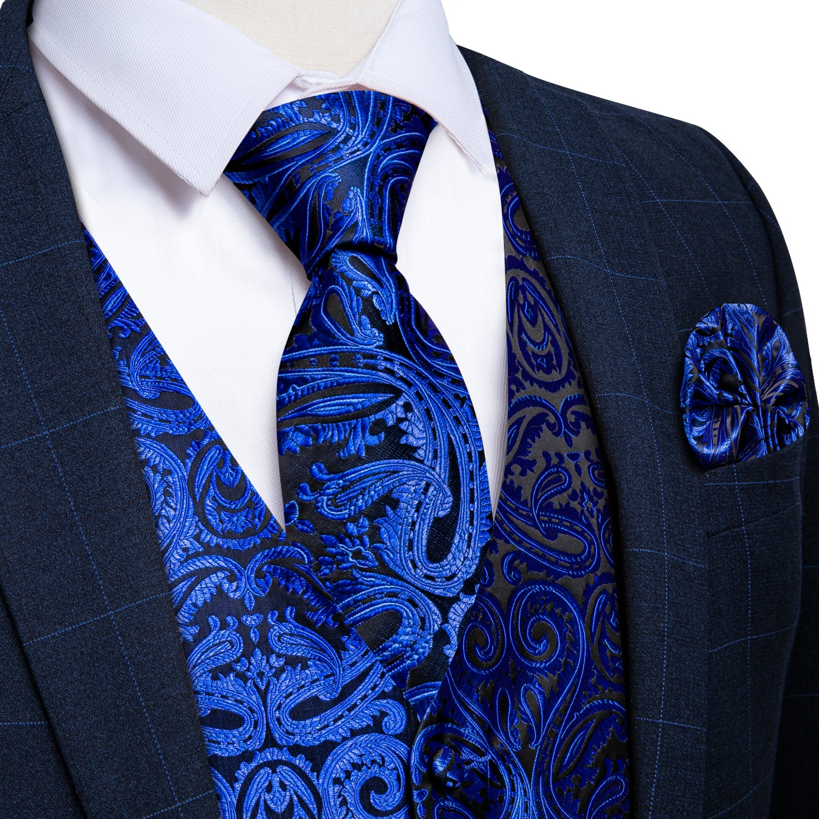 Ties2you Vest for Mens Midnight Blue Paisley Vest Tie Set Classic Hot ...