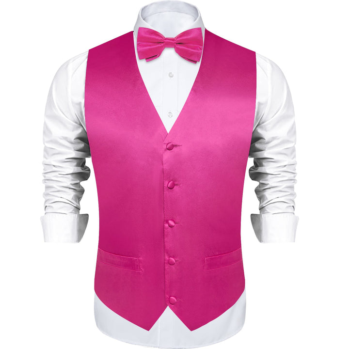 DeepPink Solid Silk Men's Vest 