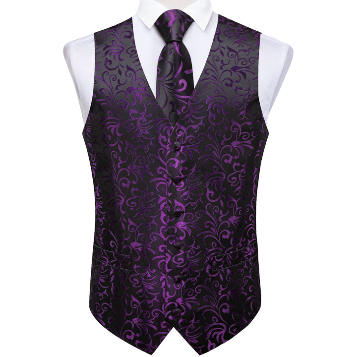 black tux with lavender vest