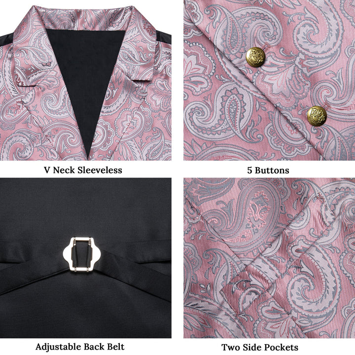 Pink Paisley Men's Collar Vest