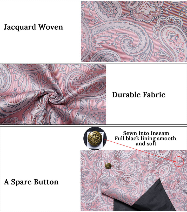 Pink Paisley Men's Collar Vest