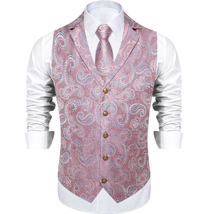 Pink Paisley Men's Collar Vest