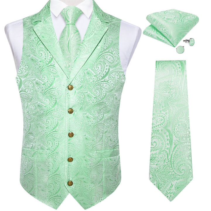 sage green vest and tie