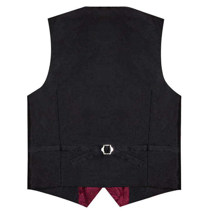 fashion mens design burgundy vest suit waistcoat tie pocket square cufflinks set for wedding