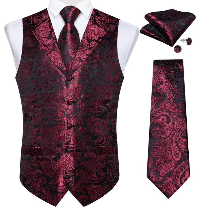 burgundy vest and tie