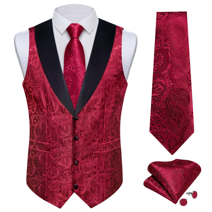 burgundy vest and tie