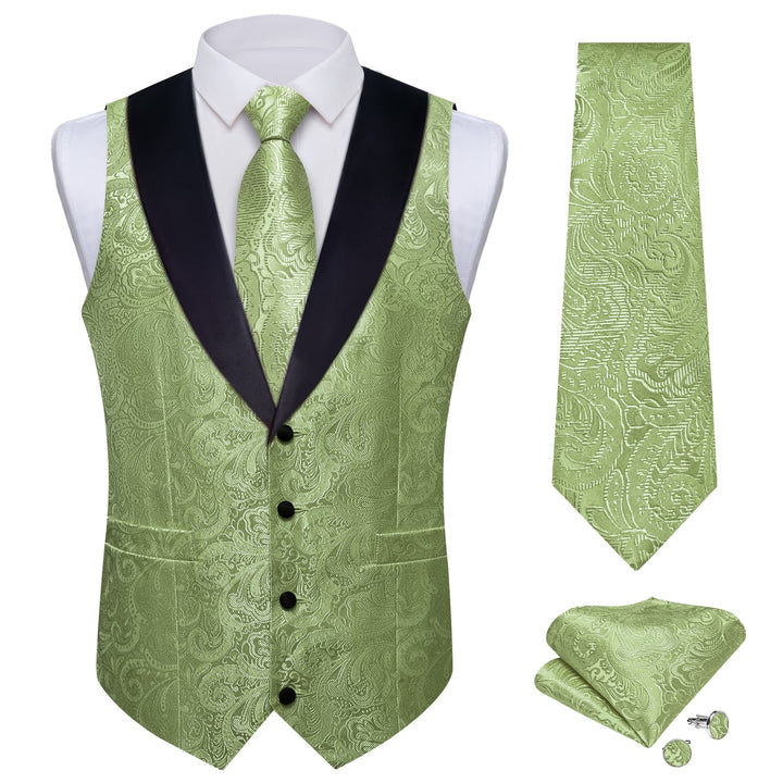 sage green vest and tie