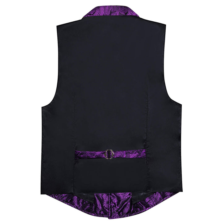  Indigo Purple Jacquard Silk Notched Collar Suit Vest