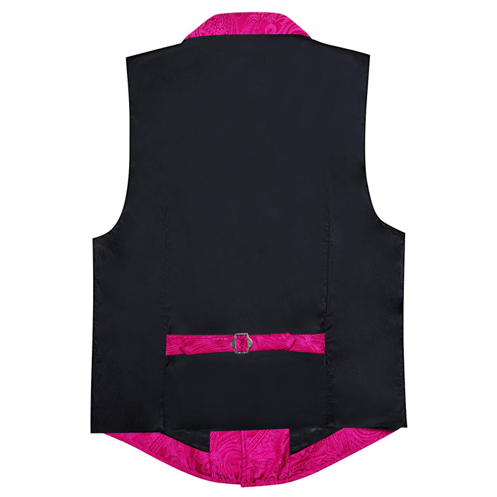 Hot Pink Floral Silk Notched Collar Vest