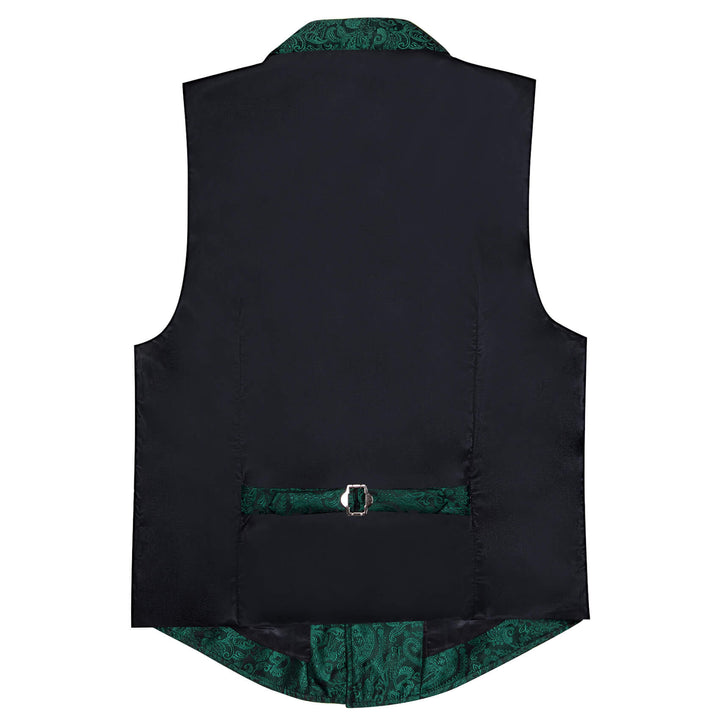  Sapphire Pine Green Jacquard Silk Collar Suit Vest