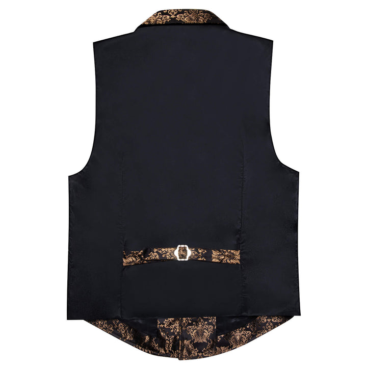 Black Tortilla Brown Floral Silk Waistcoat Suit Vest