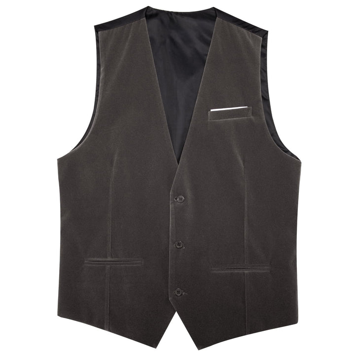 Suit Vest Ash Grey Solid Mens Flannelette Work Dress Vest