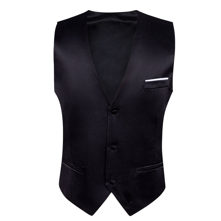 Ties2you Work Vest Black Solid Satin Men's V-Neck Business Suit Vest ...