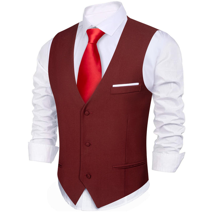 burgundy vest and tie