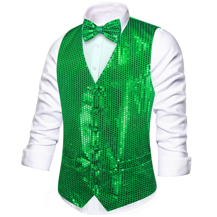 Shining Lime Green Sequins Vest