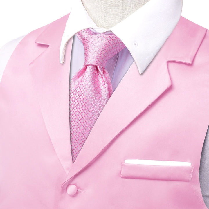 Blush Pink Silk Suit Button Vest