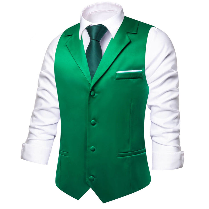 Forest Green Solid Silk Suit Vest