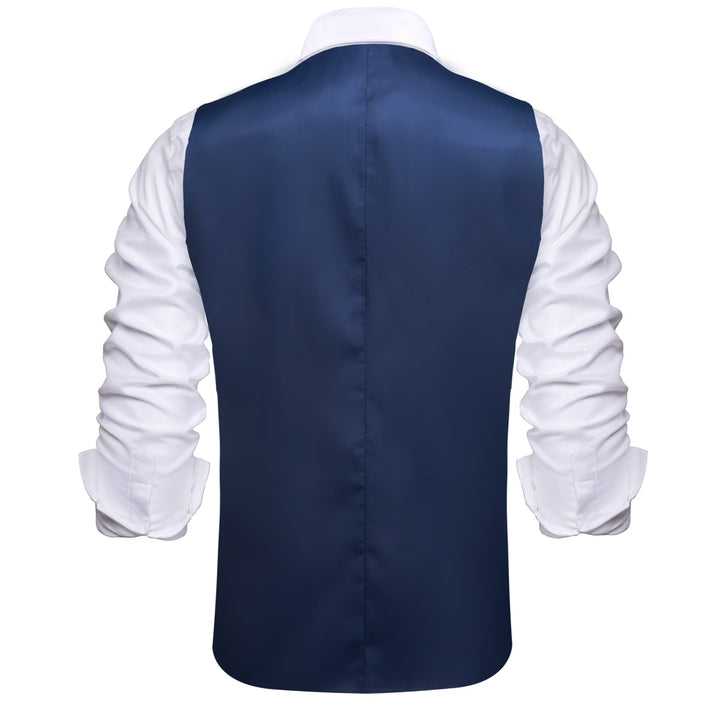 Layered Waistcoat Navy Blue Grey Splicing Collar Vest