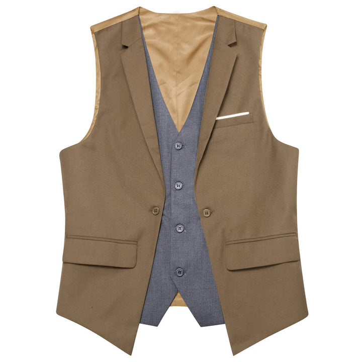 Layered Waistcoat Tortilla Brown Grey Formal Vest