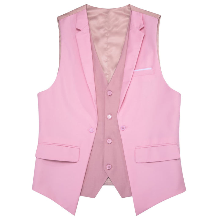 Layered Waistcoat Splicing Grey Light Pink Collar Vest