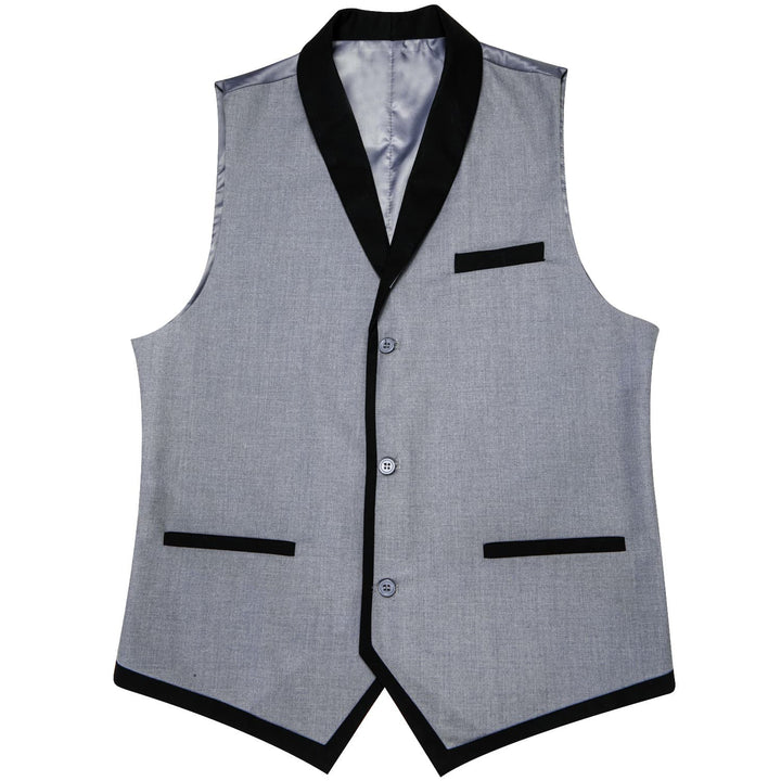  Coin Grey Solid Silk Shawl Collar Vest