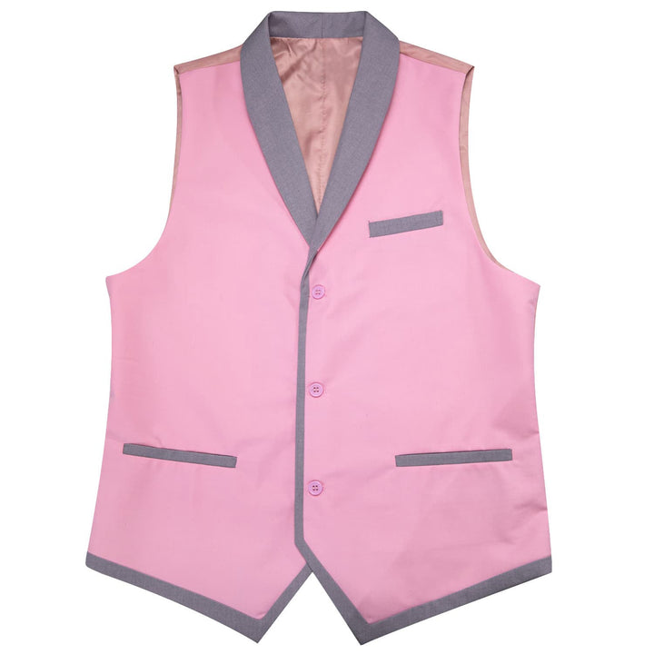 Solid Light Pink Button Vest Shawl Collar Waistcoat