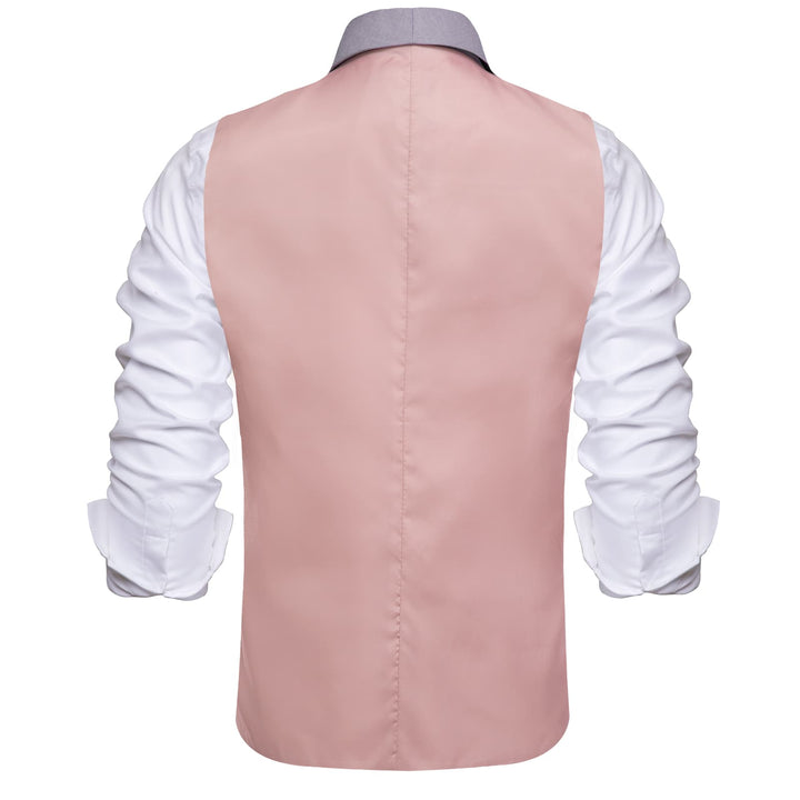 Solid Light Pink Button Vest Shawl Collar Waistcoat