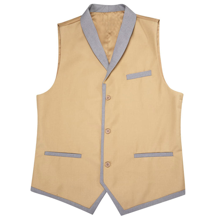 Sepia Brown Solid Vest Shawl Collar Waistcoat