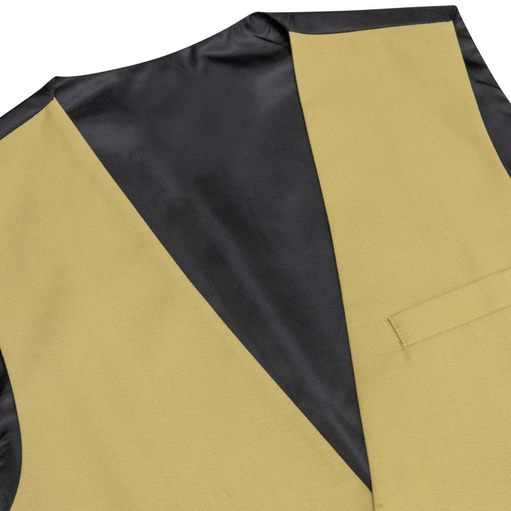 Dress Vest Top Flaxen Yellow Solid V Neck Silk Vest for Men