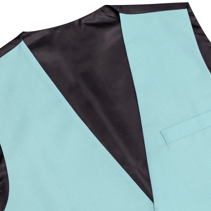 Dress Vest Top Pale Turquoise Blue Solid V Neck Silk Vest for Men