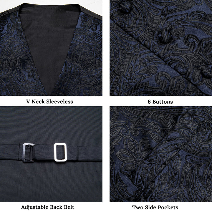 black blue vest suit