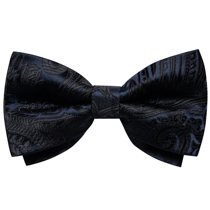 black dark blue vest bow tie