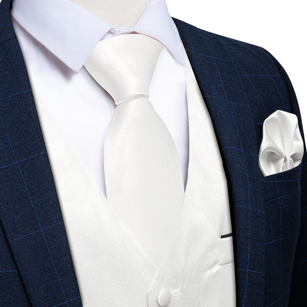 silk mens white solid formal business vest for dress suit top