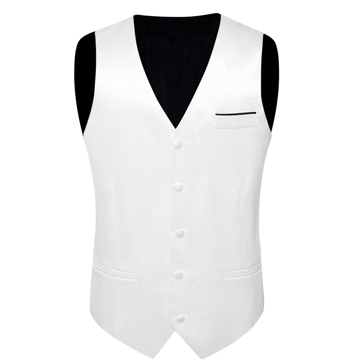 silk mens white solid formal business vest for dress suit top