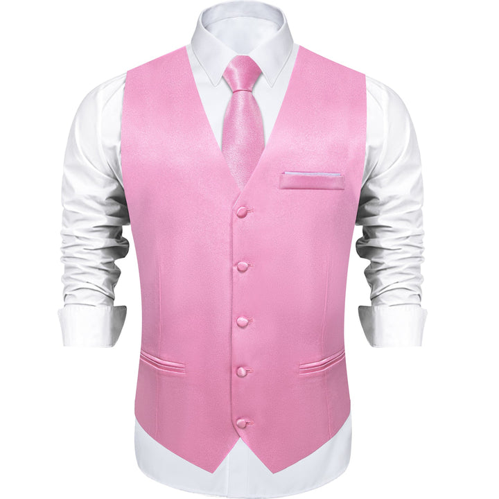 Light Pink Solid Shining Silk Formal Men's Vest