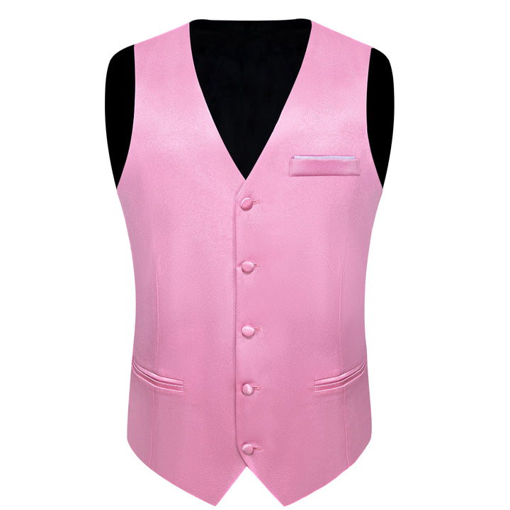 Light Pink Solid Shining Silk Formal Men's Vest