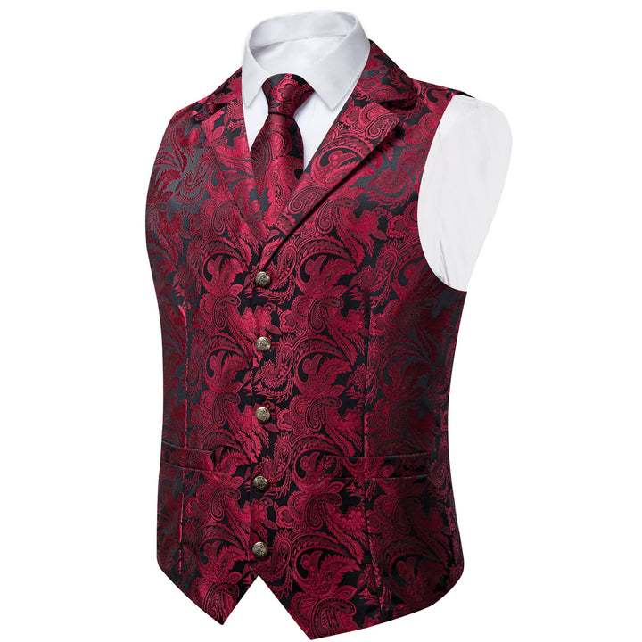 black and red vest suit